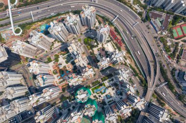 Tai Koo, Hong Kong 19 Mart 2019: Hong Kong şehrinin en iyi görünümü