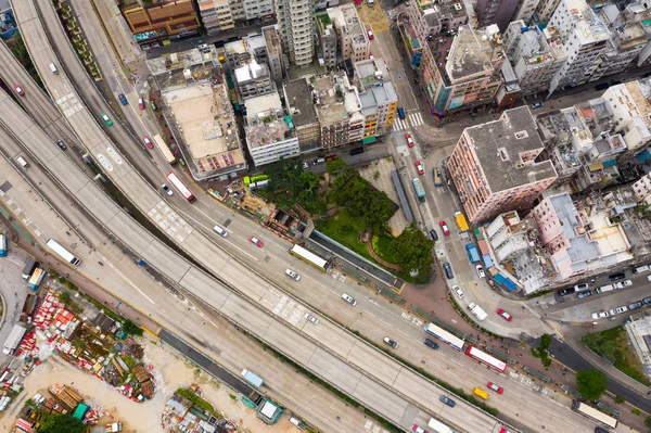 Ciudad de Kowloon, Hong Kong 03 abril 2019: Vista de arriba hacia abajo de Hong Kon — Foto de Stock