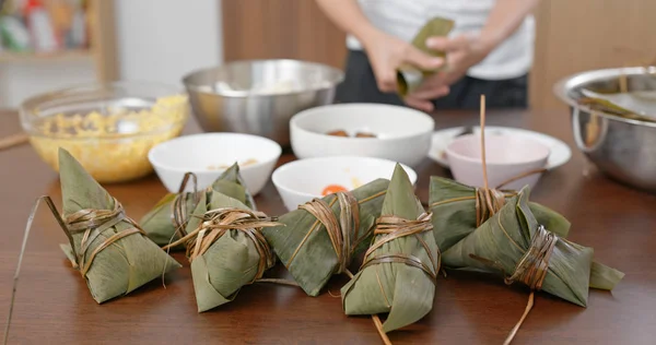 Making Process Rice Dumpling Home — Stock Photo, Image