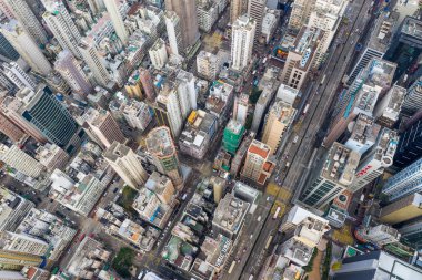 Mong Kok, Hong Kong 21 Mart 2019: Hong Kong şehrinin havadan görünümü