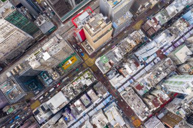 Mong Kok, Hong Kong 21 Mart 2019: Hong Kong downtow üst görünümü