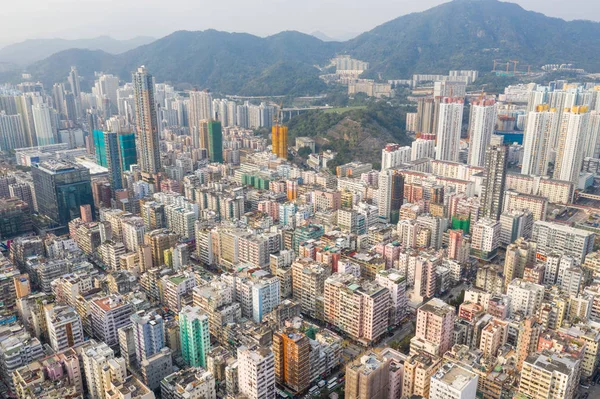 Sham Shui Po, Hong Kong, 19 March 2019: Drone fly over Hong Kong — Stock Photo, Image