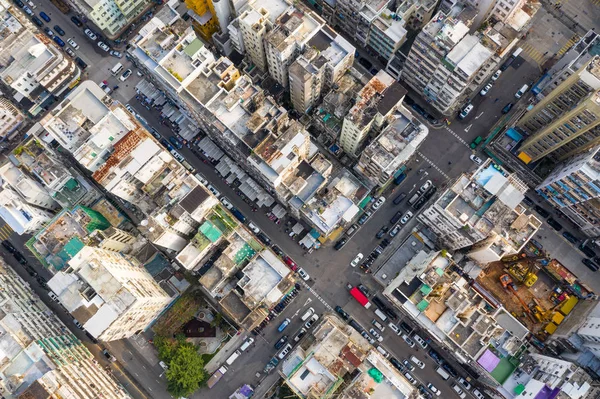 Sham Shui Po, Hong Kong, 19 March 2019: Drone fly over Hong Kong — Stock Photo, Image