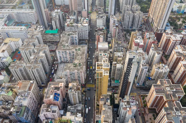 Sham Shui Po, Hong Kong, 19 mars 2019: Drone flyga över Hong Kong — Stockfoto