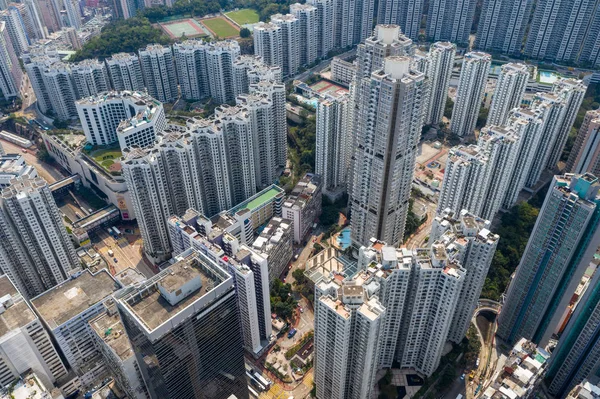 Tai Koo, Hongkong 19 marca 2019: widok z góry na Hongkong — Zdjęcie stockowe