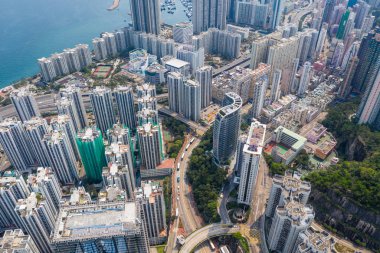 Shau Kei Wan, Hong Kong - 19 Mart 2019: Hong Kong şehrinin havadan görünümü