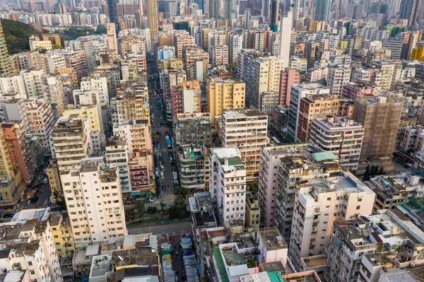 Sham Shui Hongkong Březen 2019 Drone Létá Nad Obytnou Čtvrť — Stock fotografie