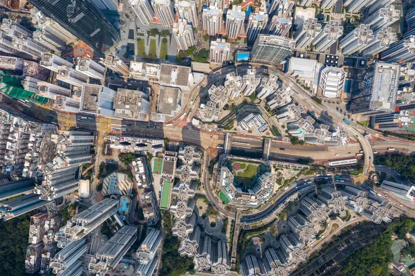 Tai Koo Hong Kong März 2019 Drohnenflug Über Hongkong Stadt — Stockfoto