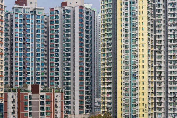Drapacz Chmur Budynek Fasada Hong Kongu — Zdjęcie stockowe