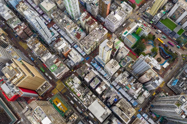 Mong Kok, Hong Kong 21 március 2019: légi kilátás a Hong Kong-i város — Stock Fotó