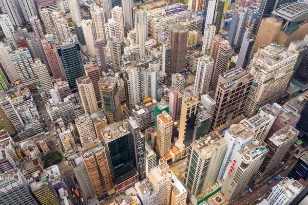 Mong Kok, Hongkong 21 marca 2019: Hongkong miasto od góry — Zdjęcie stockowe