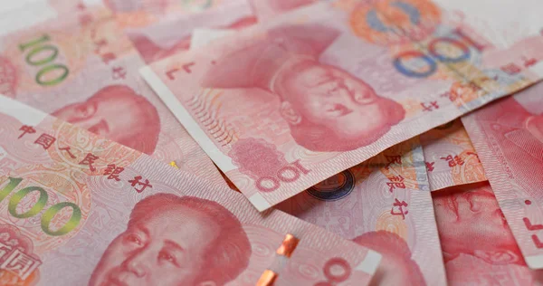 Notas Rmb Chinesas Fechar — Fotografia de Stock