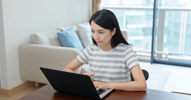 Kadınlar evde bilgisayarla çalışıyorlar.