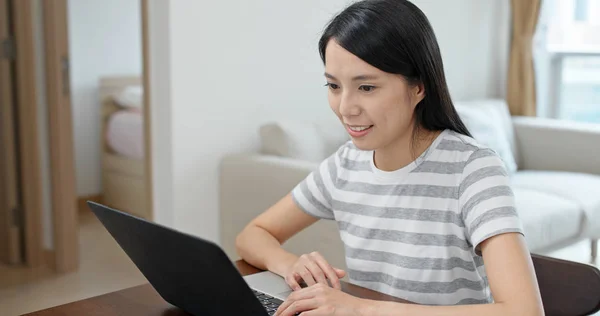 Woman Watch Computer Home — Stock Photo, Image