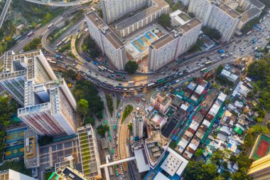 Choi Hung, Hong Kong - 25 Nisan 2019: Hong Kong şehrinin en iyi görünümü 
