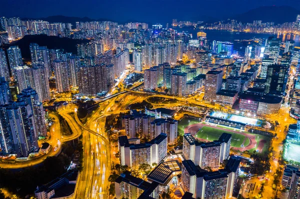 Kowloon Bay Hongkong Duben 2019 Pohled Hongkongské Město Noci — Stock fotografie