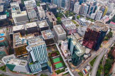 Hung Hom, Hong Kong - 21 Nisan 2019: Hong Kong şehir merkezinin en iyi görünümü