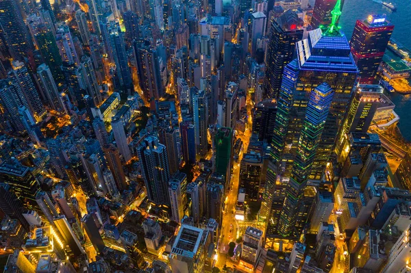 2019年4月29日 夜の香港都市のトップダウンビュー — ストック写真