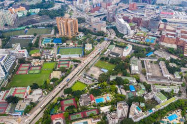 Ürdün, Hong Kong - 21 Nisan 2019: Hong Kong şehrinin havadan görünümü