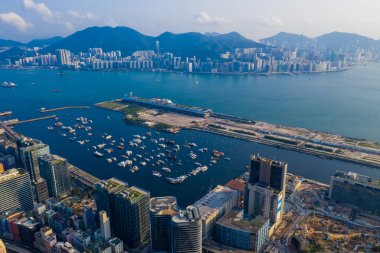 Kai Tak, Hong Kong - 25 Apirl, 2019: Hong Kong şehrinin en iyi görünümü