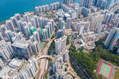 Shau Kei Wan, Hong Kong - 19 Mart 2019: Hong Kong şehrinin en iyi görünümü