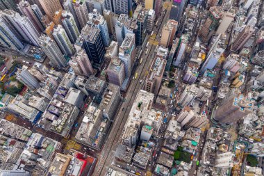 Mong Kok, Hong Kong - 21 Mart 2019: Hong Kong şehrinin en iyi görünümü