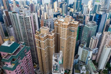 Central, Hong Kong - 30 Nisan 2019: Hong Kong şehrinin en iyi görünümü