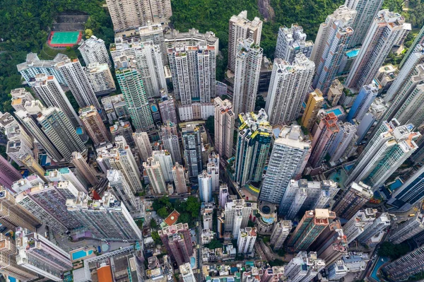 Central Hong Kong Abril 2019 Vista Cima Para Baixo Cidade — Fotografia de Stock