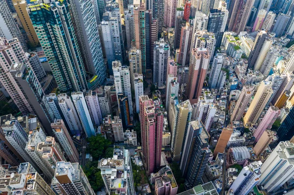 2019年4月29日 香港紧凑城市的自上而下景观 — 图库照片