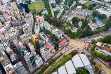 Ürdün, Hong Kong - 21 Nisan 2019: Hong Kong şehrinin en iyi görünümü