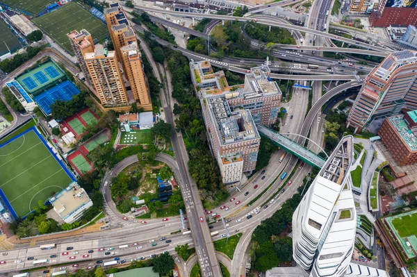 Hung Hom Hong Kong Abril 2019 Drone Vuela Sobre Ciudad — Foto de Stock
