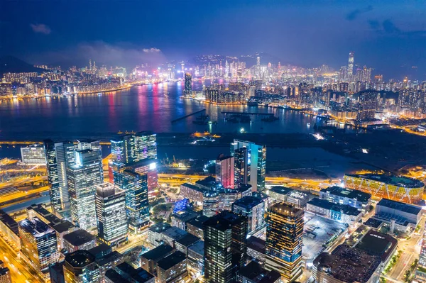 Затока Коулун Гонконг Квітня 2019 Вид Місто Гонконг Вночі — стокове фото