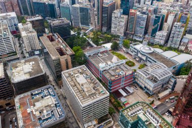 Tsim Sha Tsui East, Hong Kong - 21 Nisan 2019: Hong Kong silüetinin en iyi görünümü