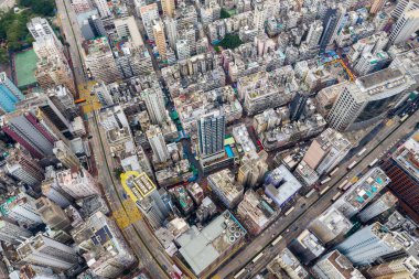 Ürdün, Hong Kong - 21 Nisan 2019: Hong Kong şehrinin havadan görünümü