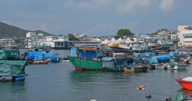 Cheung Chau, Hong Kong - 24 Nisan 2019: Akşam Cheung chau adası