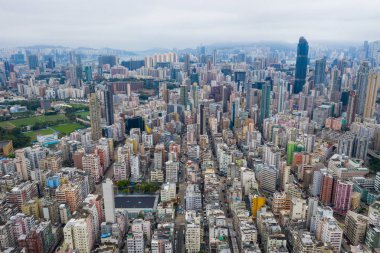 Sham Shui Po, Hong Kong - 07 Mayıs 2019: Hong Kong şehrinin en iyi görünümü