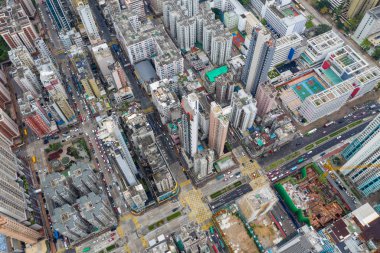 Sham Shui Po, Hong Kong - 07 Mayıs 2019: Hong Kong şehrinin en iyi görünümü