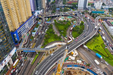 Causeway Bay, Hong Kong - 07 Mayıs 2019: Hong Kong ada bölgesinin en iyi görünümü