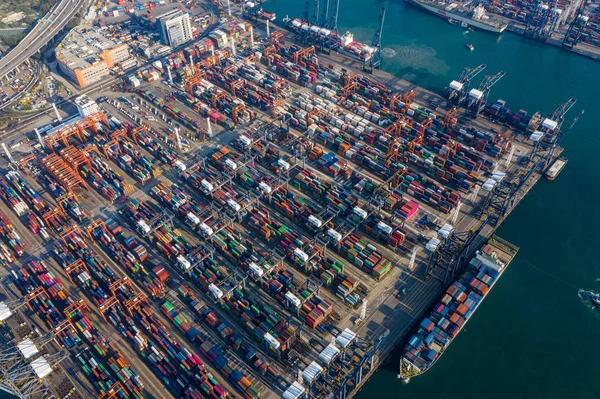 Kwai Tsing Hong Kong Februari 2019 Antenn Containerterminaler Hong Kong — Stockfoto