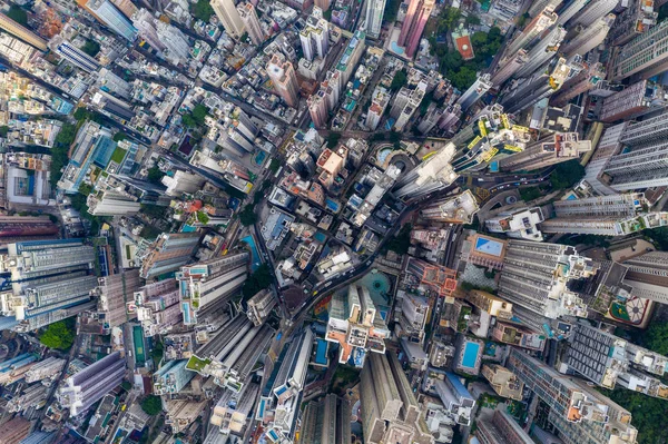 Central Hong Kong April 2019 Drone Vliegen Hong Kong City — Stockfoto