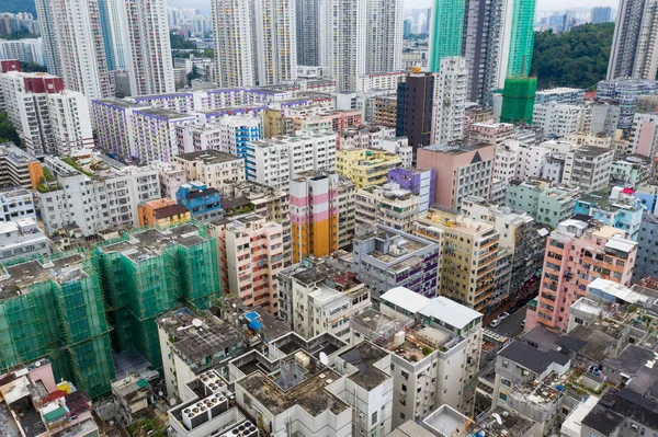 Sham Shui Hongkong Květen 2019 Drone Létá Přes Hongkongské Městské — Stock fotografie