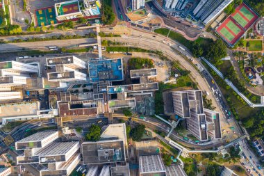 Choi Hung, Hong Kong - 25 Nisan 2019: Hong Kong'un yukarıdan aşağıya görünümü