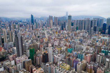 Sham Shui Po, Hong Kong - 07 Mayıs 2019: Hong Kong şehrinin en iyi görünümü