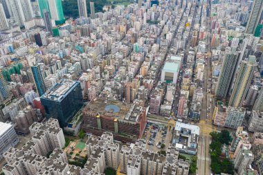 Sham Shui Po, Hong Kong - 07 Mayıs 2019: Hong Kong şehrinin en iyi görünümü