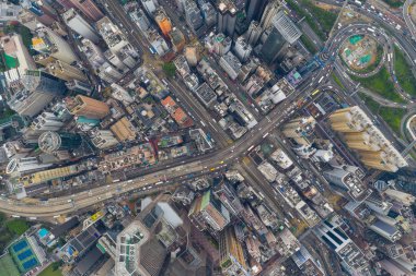 Causeway Bay, Hong Kong - 07 Mayıs 2019: Hong Kong şehrinin en iyi görünümü