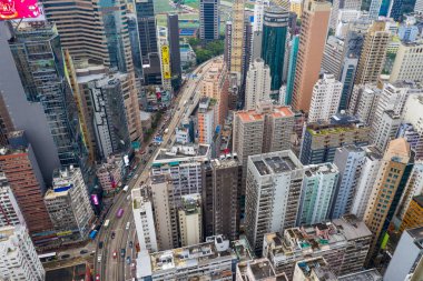 Causeway Bay, Hong Kong - 07 Mayıs 2019: Hong Kong şehrinin en iyi görünümü