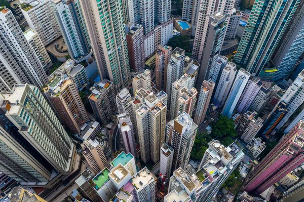 Central Hong Kong Kwietnia 2019 Widok Lotu Ptaka Miasto Hongkong — Zdjęcie stockowe