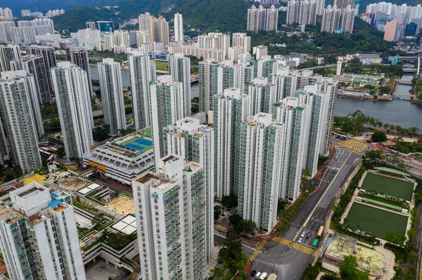 Sha Tin Hong Kong Mai 2019 Drohne Fliegt Über Stadt — Stockfoto