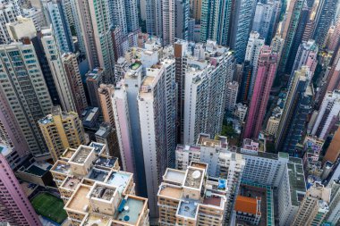 Central, Hong Kong - 29 Nisan 2019: Hong Kong şehrinin en iyi görünümü