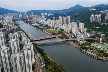 Sha Tin, Hong Kong - 07 Mayıs 2019: Hong Kong şehrinin en iyi görünümü